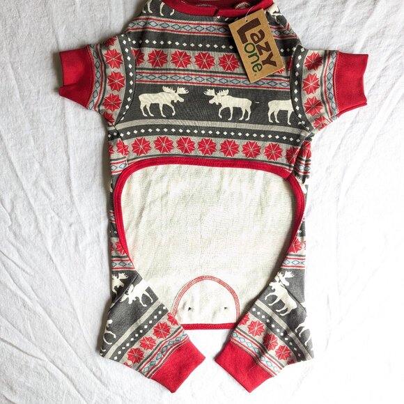 NWT LAZY ONE Dog pjs, doggy pyjamas size L moose print onsie - Picture 4 of 8
